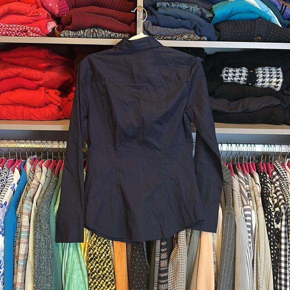 J Crew navy perfect stretch long sleeve button down shirt size XS - Picture 3 of 3